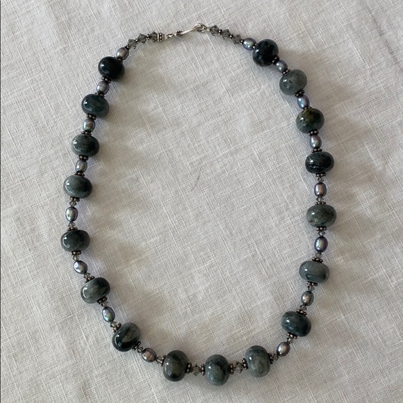 Jewelry - Handmade Gray Stone Beaded Necklace